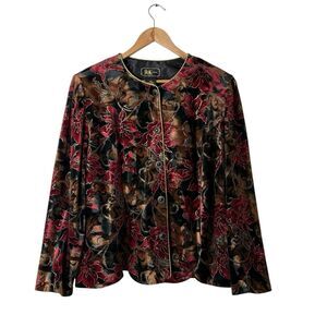 VTG R&K Evening Burnout Velvet Jacket Womens Plus 18W Floral Goth Whimsigoth